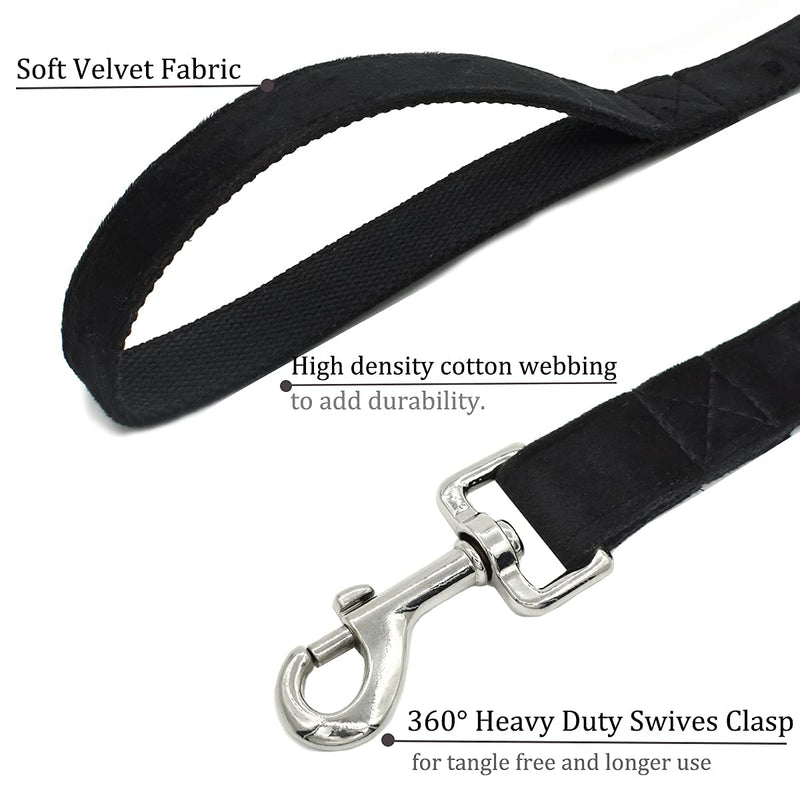 Bubblepup Dog Leash, 6FT /4FT Velvet Dog Leash, Strong and Durable Traditional Style Leash, Dog Leashes for Walking, Dog Lead for Small and Medium and Large Dog 1 in x 4 ft Black - PawsPlanet Australia