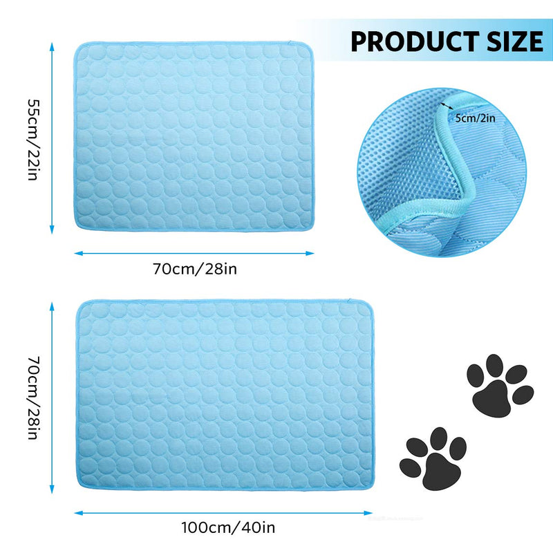 Dog Cooling Mat Pet Cooling Pad Dogs&Cats Self Cooling Sleep Bed Washable Ice Silk Pet Kennel Sofa Bed Floor Blanket Travel Car Seats (2822in, Blue) 28*22in - PawsPlanet Australia