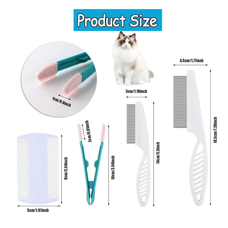 MEISO 4 pieces animal hair comb, cats and dogs comb, multifunctional animal hair comb, cat dog flea comb, pet tear stain remover comb set, pet dog cat care comb - PawsPlanet Australia