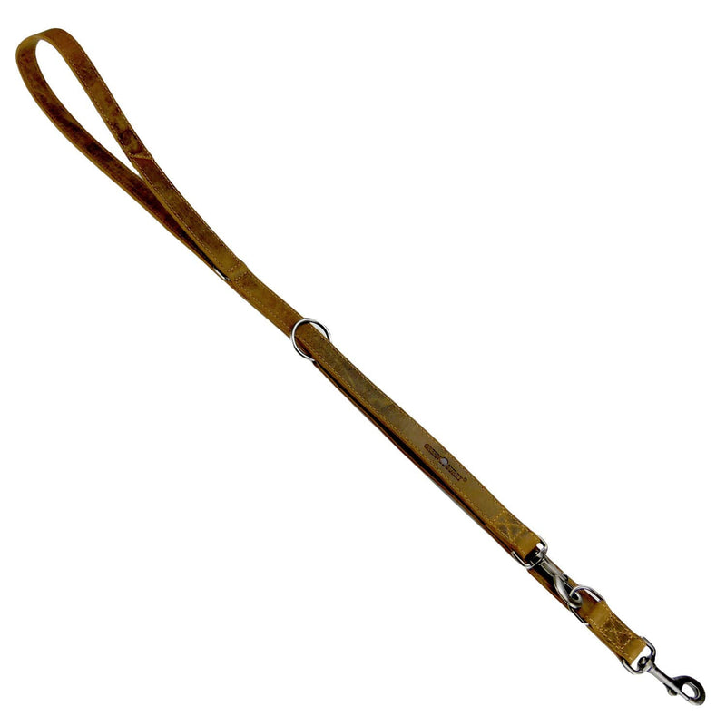 Greenburry leather leash 200cm adjustable dog leash vintage antique brown - PawsPlanet Australia