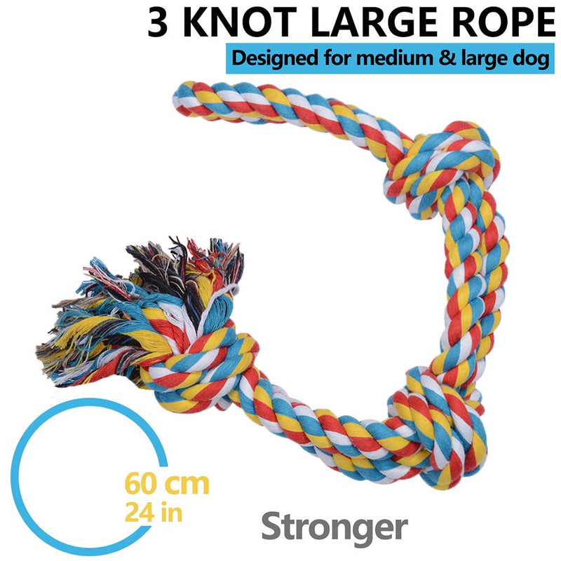 XXL Large Dog Chew Ropes (34inch) Toys for Aggressive Chewers,5 Knots Indestructible Cotton Rope for Large Breed,Heavy Duty Dental Dog Rope Toys for Medium Dogs,Tough Dog Toys for Tug Of War Set of 2 XXL - PawsPlanet Australia