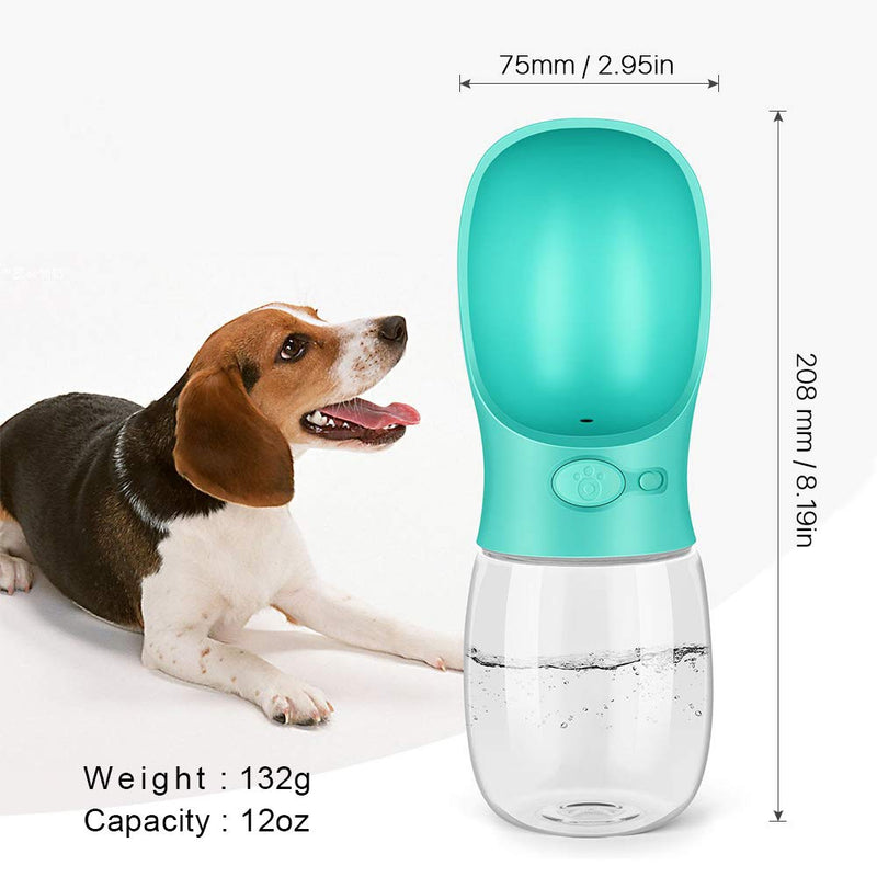 QQPETS Dog Water Bottle Leak Proof Portable Travel Drink Cup with Bowl Dispenser for Pet Outdoor Walking Hiking Travelling 12 OZ (Blue) Blue - PawsPlanet Australia