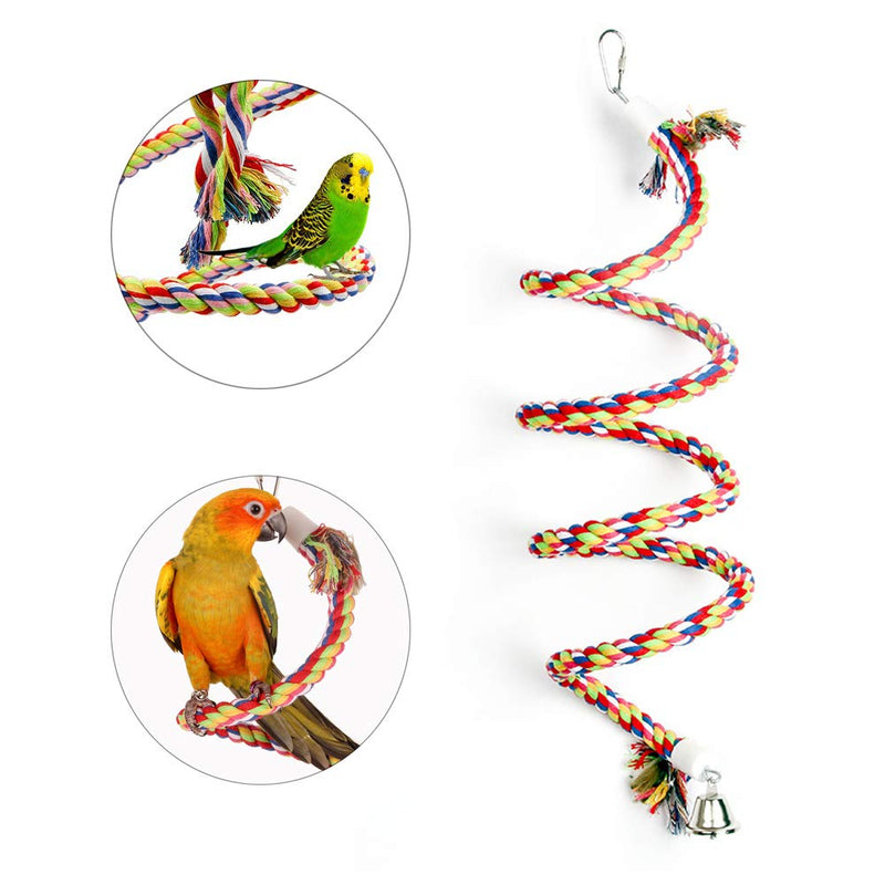 ASOCEA Bird Rope Bungee Toy With Bell Cotton Parrot Spiral Swing Climbing Cage Standing Perch for Birds Budgies Parakeets - PawsPlanet Australia
