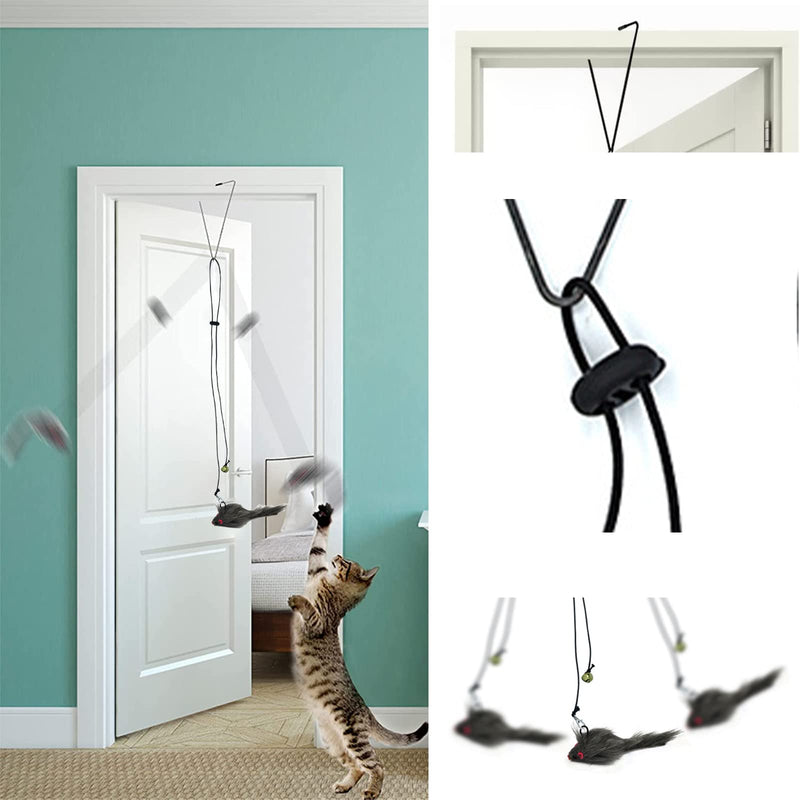 BLACKCUP 9 Pieces Interactive Cat Toy Toy, Cat Toy for Hanging on the Door, Feather Dangler Cat Toy for Kittens and (9 PCS) 9 PCS - PawsPlanet Australia