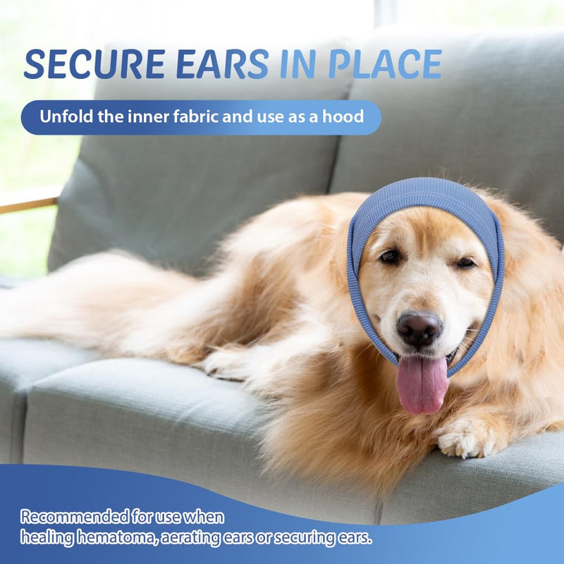 COMFPET Earmuffs Without Flap for Dogs, Dog Pacifier for Ear Hematoma, Earmuffs for Pets, Ear Protection for Cats and Dogs, Ear Care, XL(Blue) Blue - PawsPlanet Australia