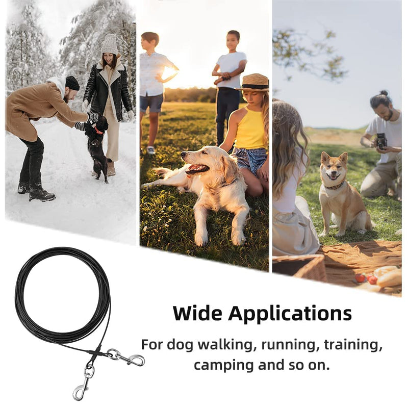 Mi Metty Dog Cable Tie-Out 10ft (3M) Chew-Proof Dog Leads for the Garden, Dog Lead for Large Dogs up to 253lbs, Dog Runner Tether Line for Outdoor Black 10ft (3M) - PawsPlanet Australia