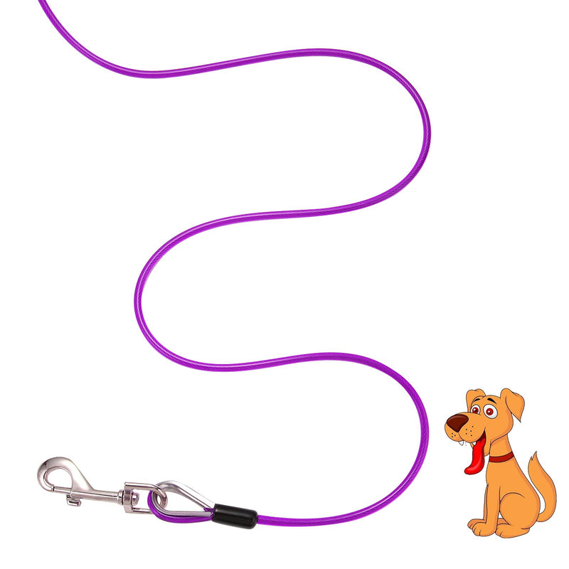 Dog Tie Out Cable,10ft Galvanized Steel Wire Pet Leash with PVC Coating for Pets Up to 100lbs,Dog Lead Line for Yard/Camping/Hiking/Running/Parks Noble purple - PawsPlanet Australia