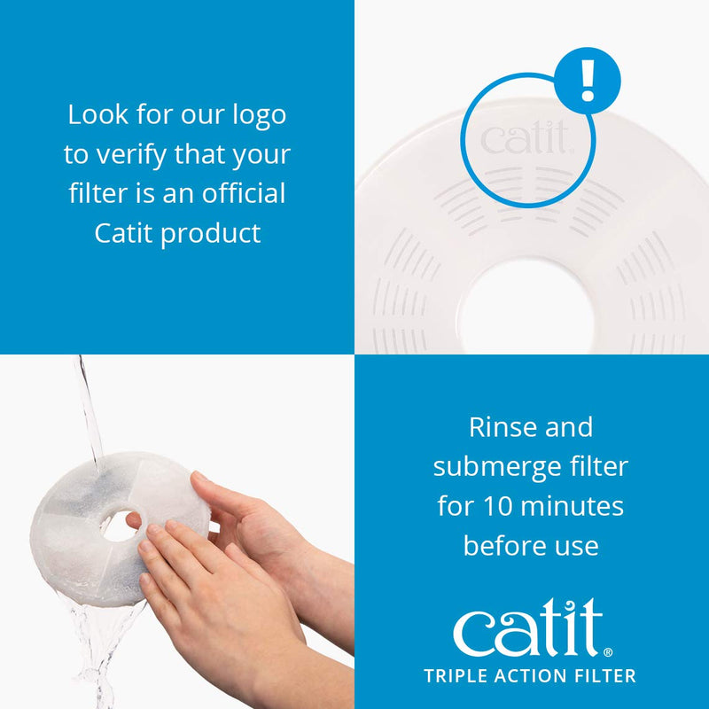 Catit Triple Action Cat Water Fountain Filters, Replacement Water Filters 2-Pack - PawsPlanet Australia