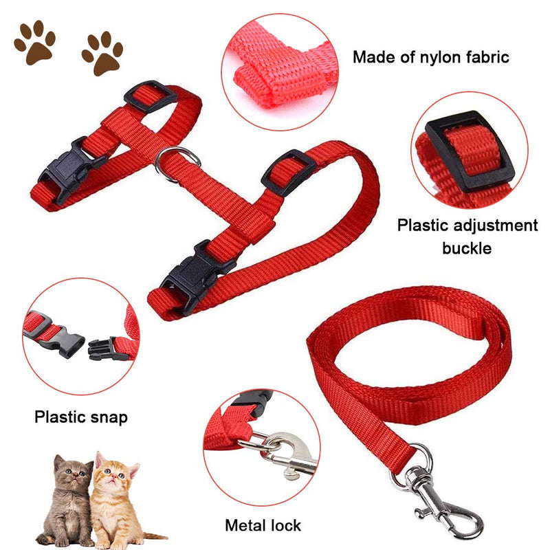 Grneric Adjustable Cat Harness and Lead Set Kitten Collar Escape Proof Chest Strap Belt for Pet Puppy Kitten Outdoor Walking (Red) - PawsPlanet Australia