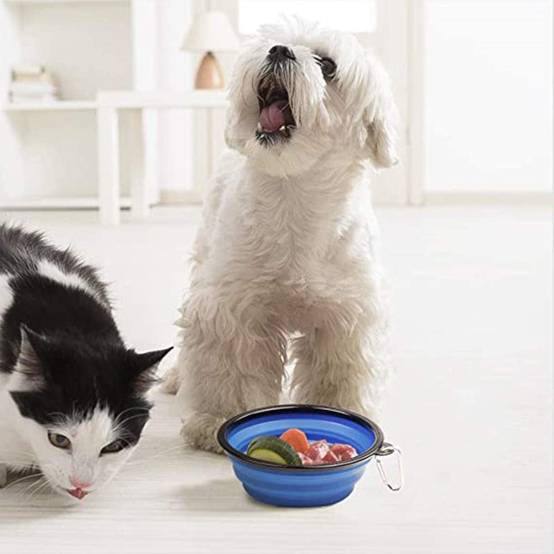 TOPWAYS Slow Feeder Dog Bowl, Silicone Collapsible Slow Eating Pet Bowl, Drinking Water and Food Bowl Pet Feeder to Slow Down Eating for Cat and Dog (Blue) Blue - PawsPlanet Australia