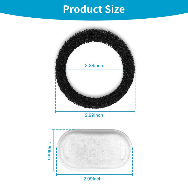 VinDox Replacement Filters for Cat Water Fountain Stainless Steel, 67oz/2L Adjustable Water Flow Pet Water Fountain, Super Quiet Dog Water Dispenser 8+8 Pack - PawsPlanet Australia