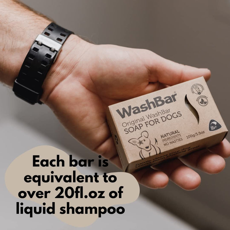 WashBar Natural Dog Soap Bar - Natural Dog Shampoo Bar and Dog Shampoo For Dry Itchy Skin, Bar is Easier to Use Than Liquid Pet Shampoo With No Plastic Bottle Waste, 3.5oz - PawsPlanet Australia