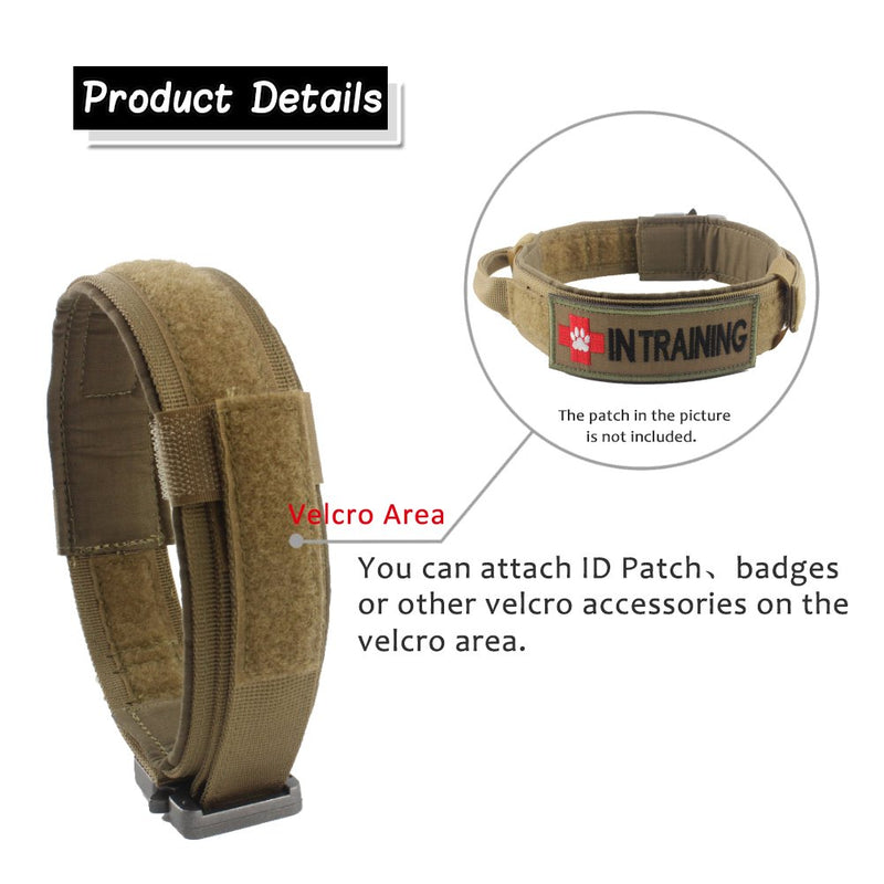 [Australia] - Yunlep Adjustable Tactical Dog Collar Military Nylon Heavy Duty Metal Buckle with Control Handle for Dog Training,1.5" Width L Coyote Brown 