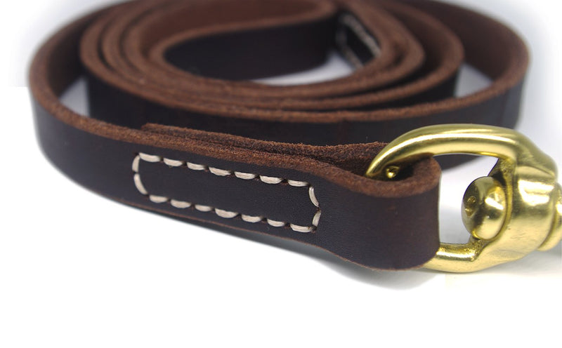 [Australia] - YOGADOG Genuine Leather Dog Training Leash. 4/6 ft Length 3/5 inch Width for Medium and Large Dogs. 6 feet 