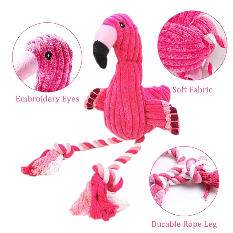 Squeaky Plush Dog Toy, Interactive Stuffed Dog Chew Toys with Squeaker, Durable Pet Toy for Small Medium Chewer with Cute Shape, Boredom Reducing Training Play Flamingo - PawsPlanet Australia