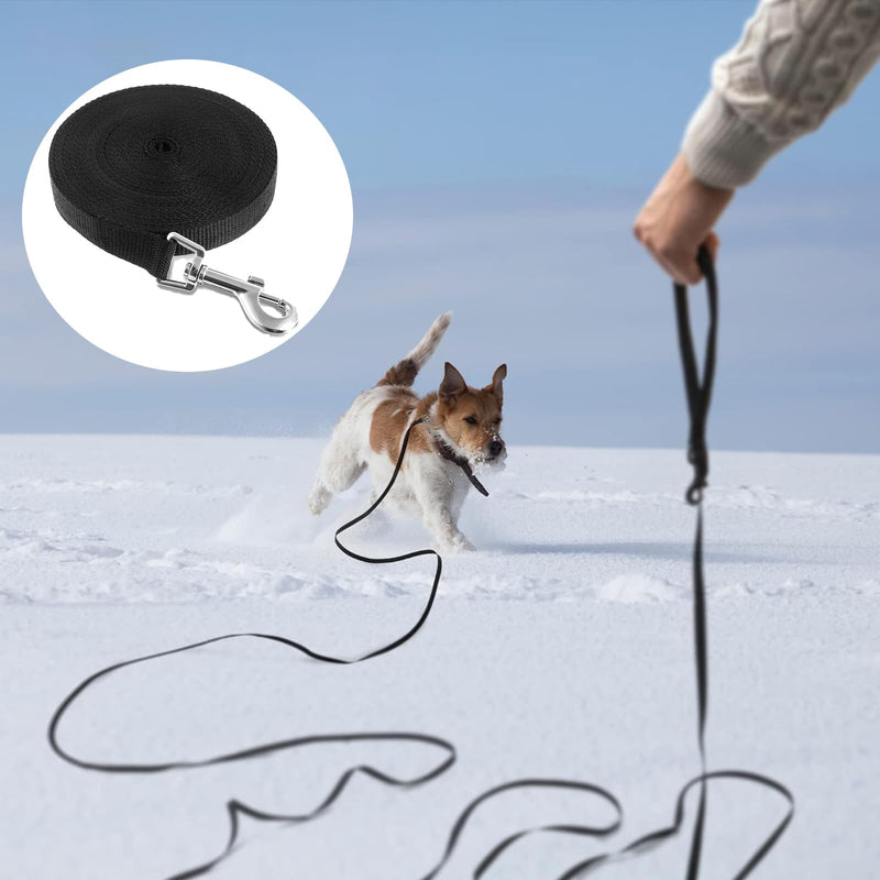XUTONG 15 m towing leash for dogs, nylon dog leash with recall training leash, black long dog leash, rope training leash, waterproof, for large to small dogs, robust dog leash - PawsPlanet Australia