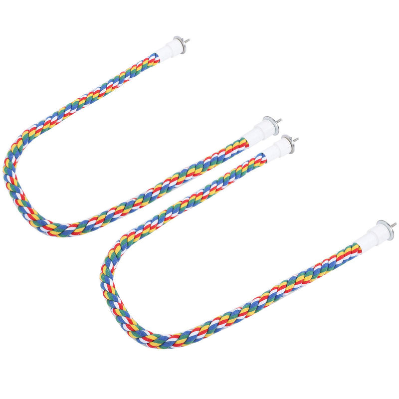 2Pcs Bird Chew Rope Brightly Colored Bird Perch Stand Cotton Bird Ladder Toys for Parrots Parakeets Perching Playing(60CM) 60CM - PawsPlanet Australia
