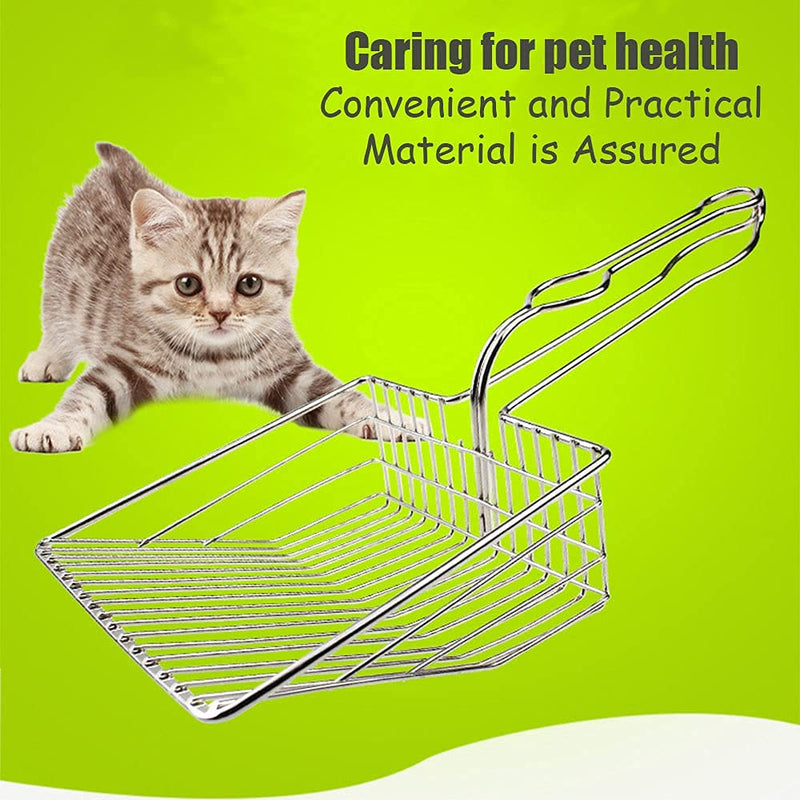 Cat Litter Scoop Durable, Metal Poop Scoop, Cat Litter Scoop with Long Handle, Easy to Clean, Quick Strainer, Comfortable Curved Handle, Pet Cleaning Tool for Pets - PawsPlanet Australia