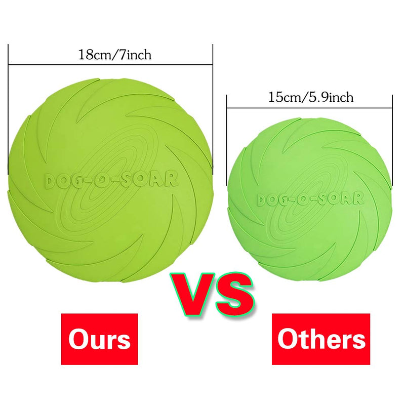 Vivifying Dog Flying Disc, 2 Pack 7 Inch Natural Rubber Floating Flying Saucer Dog Frisbee for Both Land and Water (Green + Orange) Green + Orange - PawsPlanet Australia