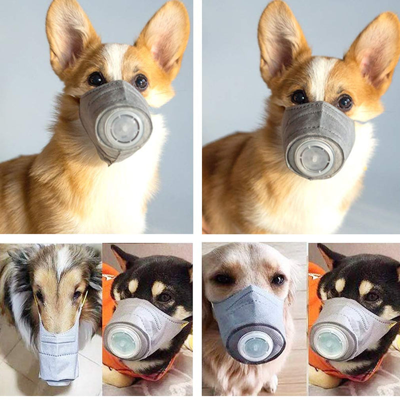 [Australia] - Dog Muzzles 4 Pcs Dustproof,Reusable Puppy Masks Adjustable Strap Anti Fog PM2.5 Puppy Mouth Guard Mask Cover, Inner Steel Ring Protective Muzzle Mask Medium 