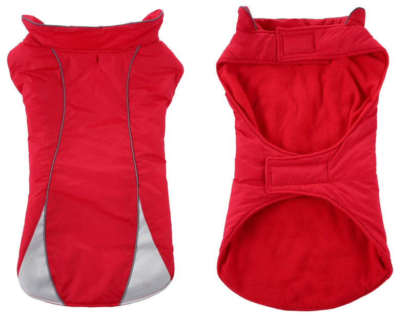 Cold Weather Dog Coats Winter Fleece Dog Vest Waterproof Pet Jacket Available in Small, Medium, Large Extra Large Sizes -Red-M - PawsPlanet Australia