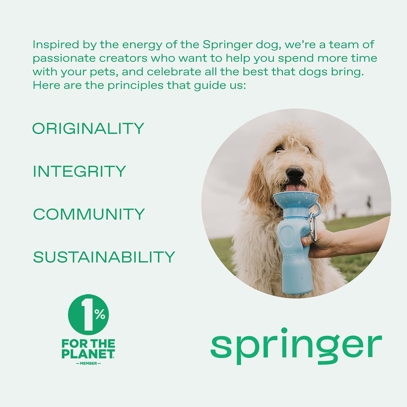 Springer Classic Travel Dog Water Bottle – 22 oz Portable Water Bottle for Dogs with Patented Leak-Proof Design for Dog Walking, Hiking and Traveling, BPA-Free Materials Indigo - PawsPlanet Australia