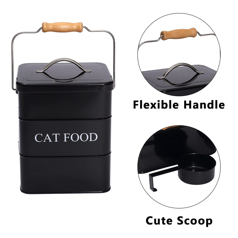 Geyecete Cat Treats tin and cat Food Storage Tin with Lid and with Spoon-Cat Food-Black - PawsPlanet Australia