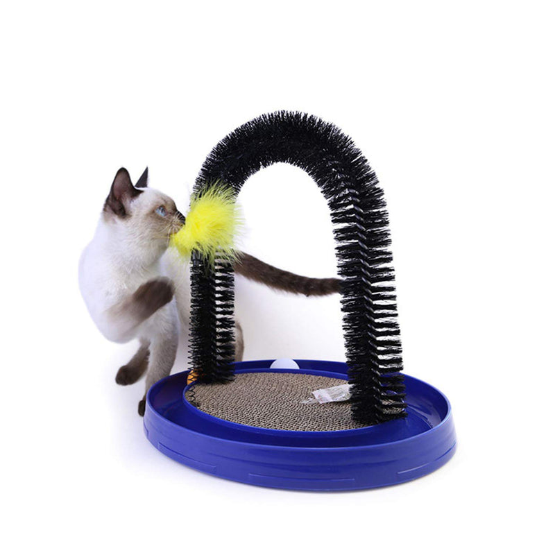 [Australia] - Donhouse Arch Cat Groom Self Grooming Cat Toy Cat Self Groomer, Massager and Cat Scratcher with Scratch Pad and Catnip,4 in 1 Interactive Kitten Toys for Training,Exercising,Playing Blue 