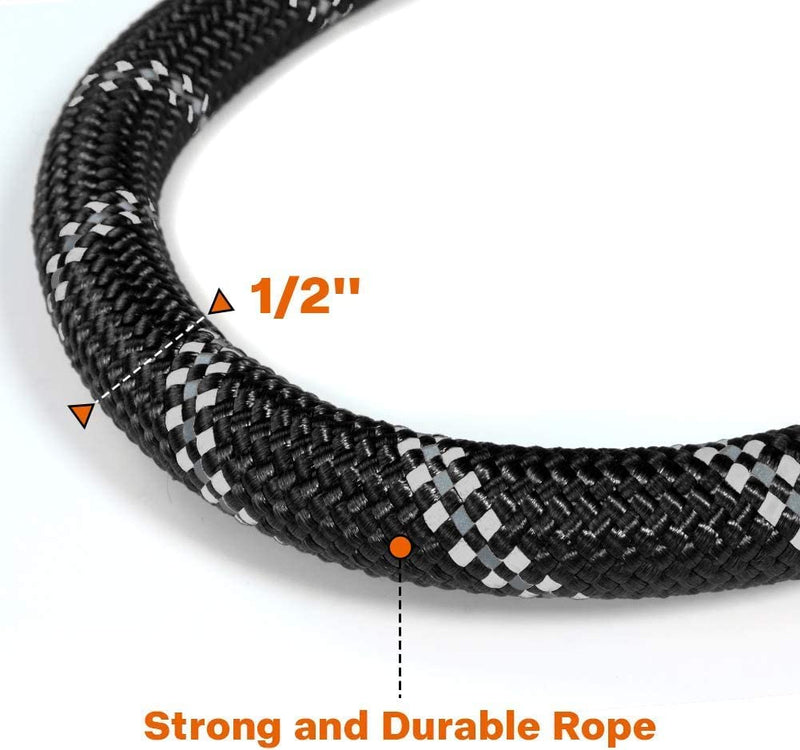 Cutefly dog leash for small medium and large dogs 1.5m up to 150kg with comfortable padded handle & robust reflective nylon for safety for people and dogs, black - PawsPlanet Australia