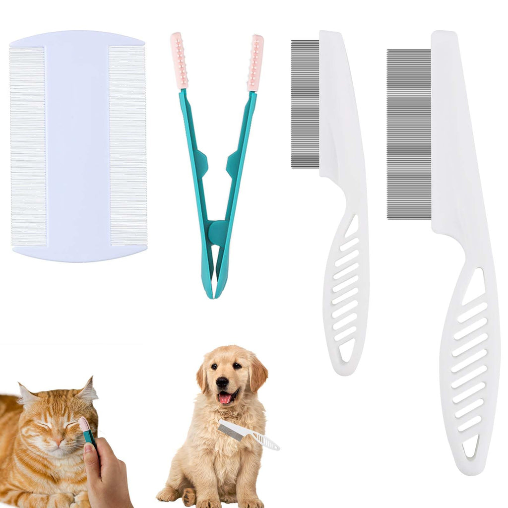 4 pieces animal hair comb, magic pet comb, flea comb for cats, multifunctional animal hair comb, tear stains, tear stain removal for pets, cleaning, hair loss, hair and fur - PawsPlanet Australia