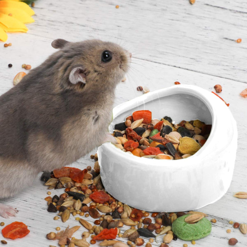 POPETPOP Hamster Feeding Bowls Pet Ceramic Food Bowls for Small Animal Rodents Gerbil (White) White - PawsPlanet Australia