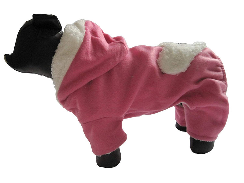 [Australia] - Vedem Pet Hooded Clothes Dog Fleece Lining Jumpsuit Cold Weather Pajamas Coat for Small Dogs XS/10 Magenta 
