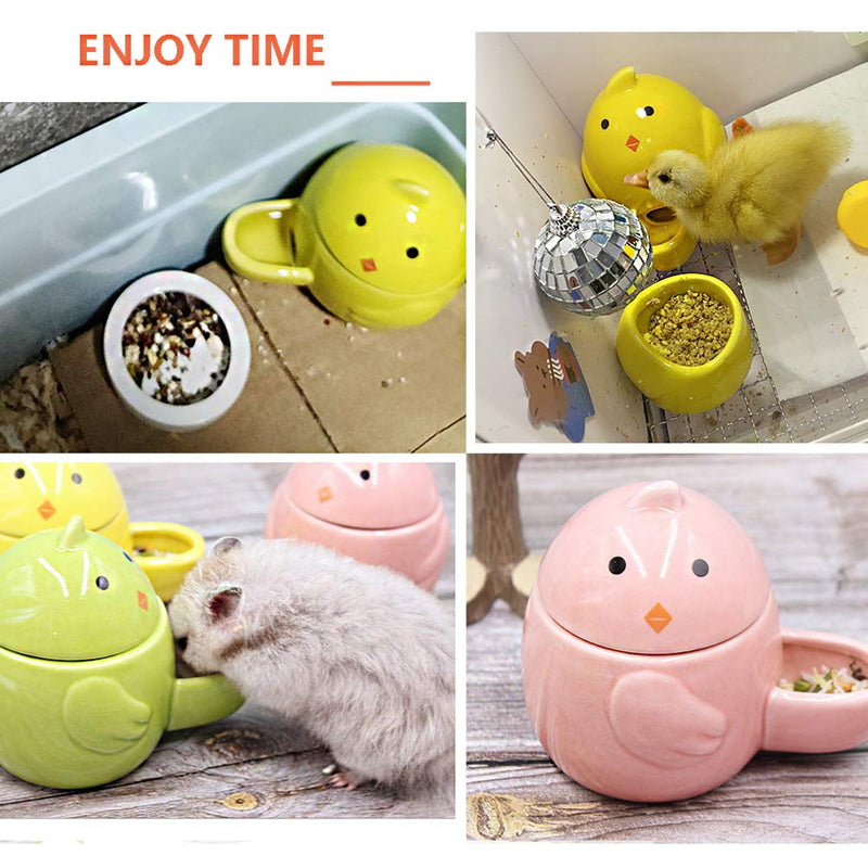 BIGCAKE Hamster Drinking Feeder Bottle Ceramics Small Animal Slient Waterer Automatic Water Dispenser Food Bowl for Syrian Hamster Hedgehog Gerbil Rat (Green) Green - PawsPlanet Australia