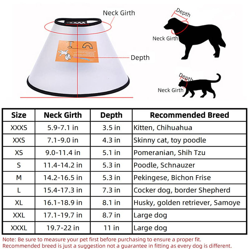 QIYADIN Pet Recovery Collar Adjustable Dog Cone Comfy Neck Collar After Surgery Anti-Bite Lick Wound Healing Safety Practical Plastic Elizabeth E-Collar for Cats and Dogs XXXS (Neck: 5.9-7.1 in) - PawsPlanet Australia