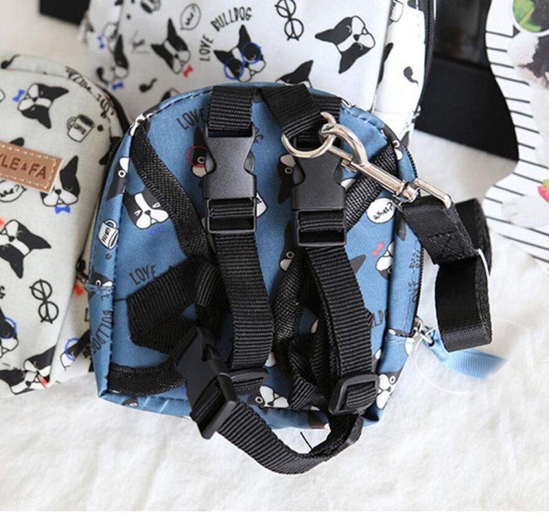 Oyccen Adjustable Dog Harness Backpack Pet Outdoor Walking Saddle Bags with Leash for Puppies Small Dogs Cats M Blue - PawsPlanet Australia