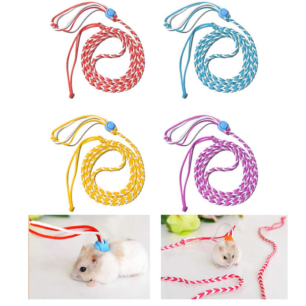 ASOCEA Pack of 4 Hamster Harness and Lead Adjustable Nylon Running Lead for Pets Suitable for Guinea Pigs Chinchillas Ferrets Rats Mice Squirrels Gerbils - PawsPlanet Australia
