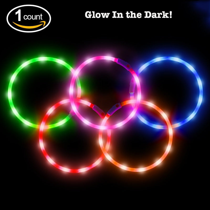 [Australia] - BSEEN LED Dog Collar - USB Rechargeable Glowing Pet Collar, Flexible Silicone Light Up Collars for Small Medium Large Dogs Pink 