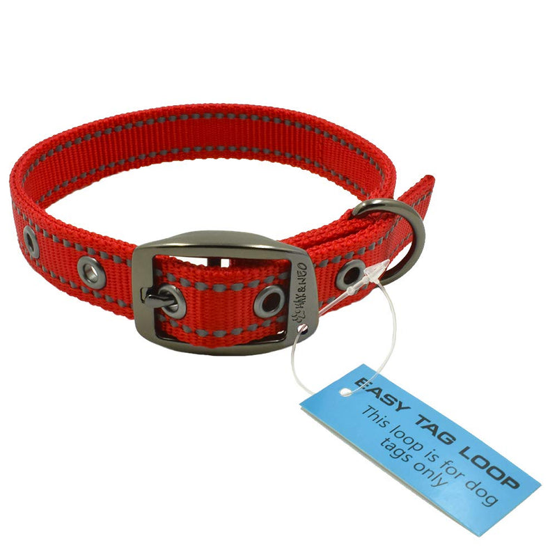 [Australia] - Max and Neo MAX Reflective Metal Buckle Dog Collar - We Donate a Collar to a Dog Rescue for Every Collar Sold Medium PINK 