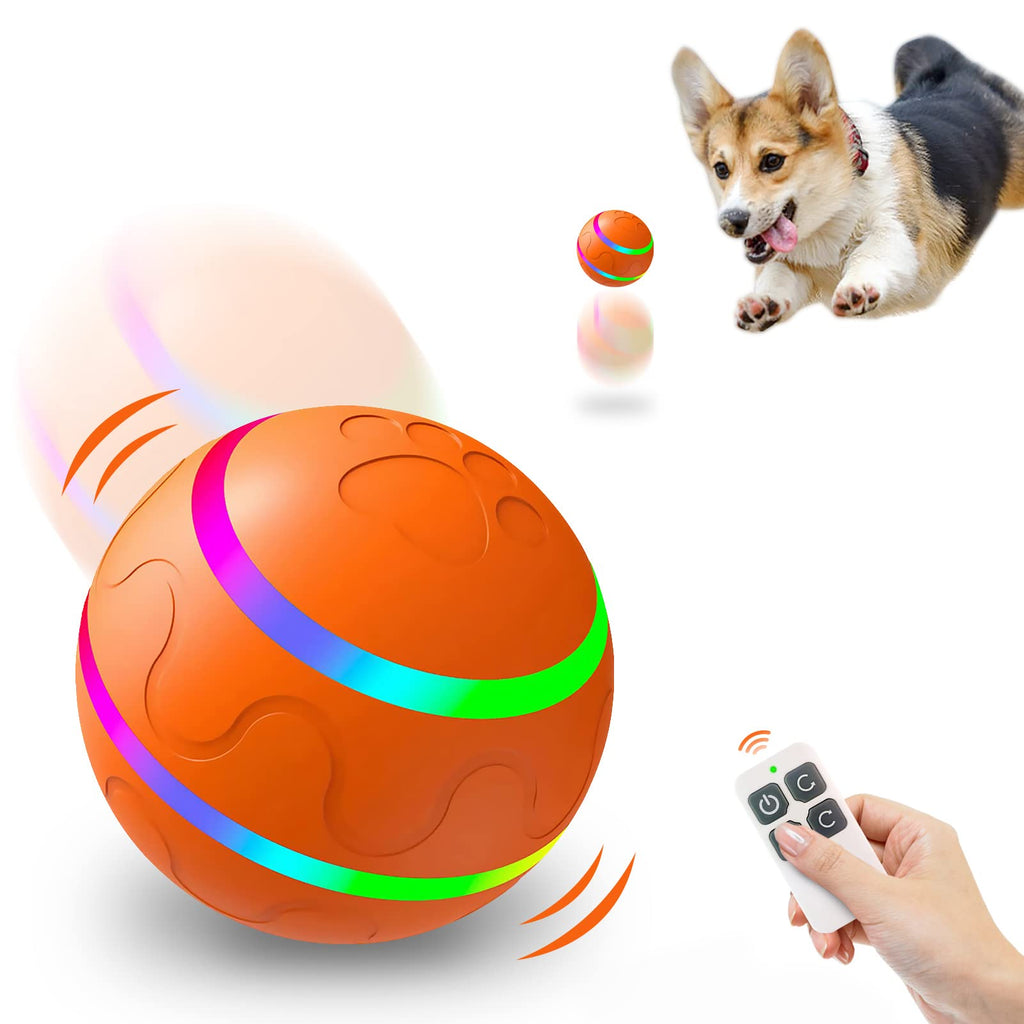 Lacyie Interactive Dog Toy Ball, Automatic Ball for Dogs that Moves by Themselves, 360° Rolling Electric Ball with LED Light, USB Rechargeable, Smart Wicked Ball for Cats and Dogs, Orange - PawsPlanet Australia