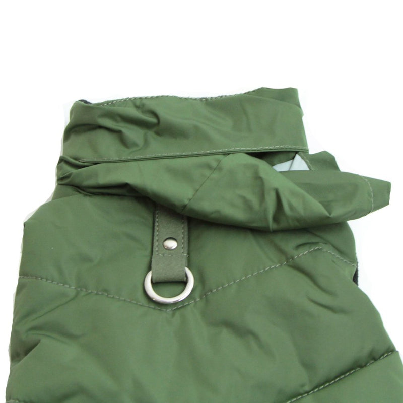 [Australia] - Gooby - Wind Parka, Fleece Lined Small Dog Jacket Coat Sweater with Water Resistant Shell and Leash Ring GREEN Medium chest (~17") 