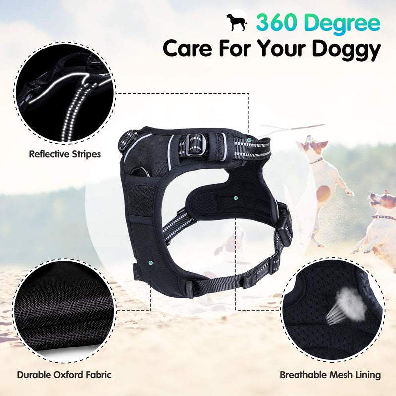 Eagloo No Pull Dog Harness Small Black, Front Clip Vest Harness Dog Car Harnesses with Handle Puppy Chest Padded Adjustable Reflective Breathable Mesh Lightweight Easy Control for Outdoor Walking S (Pack of 1) - PawsPlanet Australia