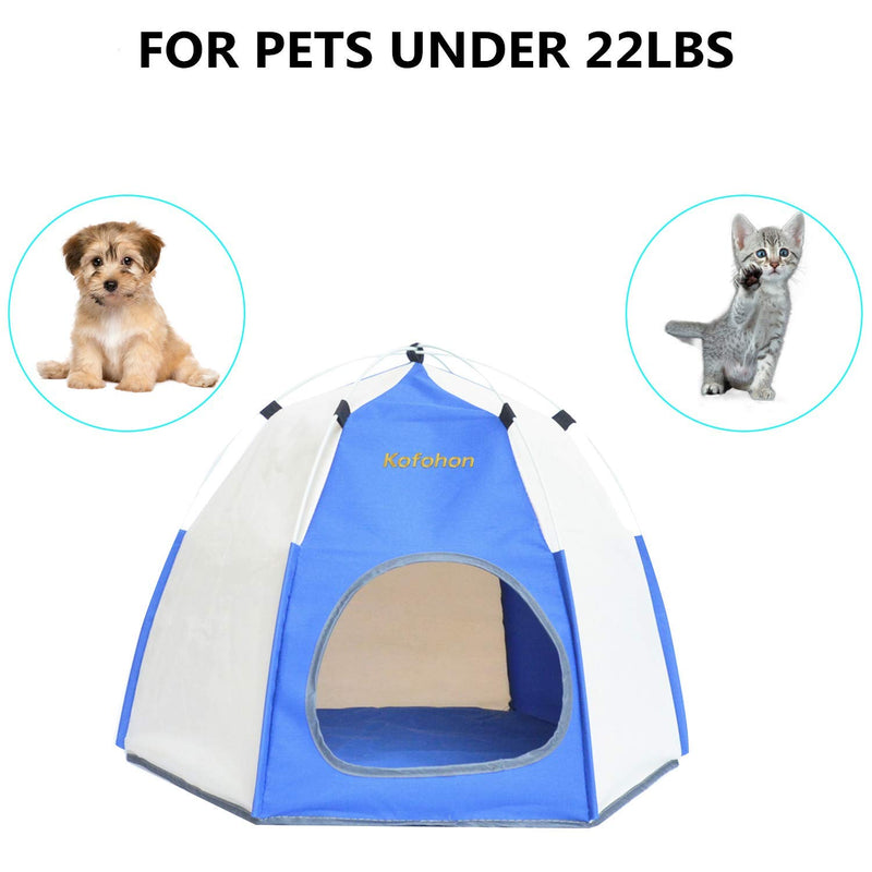 KOFOHON Dog& Cat Tent Foldable Pet Outdoor Camping House,Suitable for Animals Under 22lbs Blue and Gray - PawsPlanet Australia