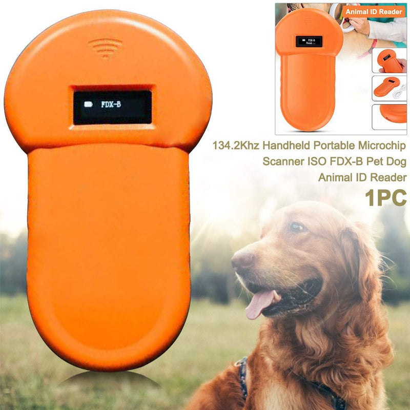 Pet Microchip Reader Scanner,Animal ID Reader 134.2Khz Stable FDX-B B Regeable OLED Display Handheld Portable Microchip Scanner for Cats Horse Pet Dog Orange - PawsPlanet Australia