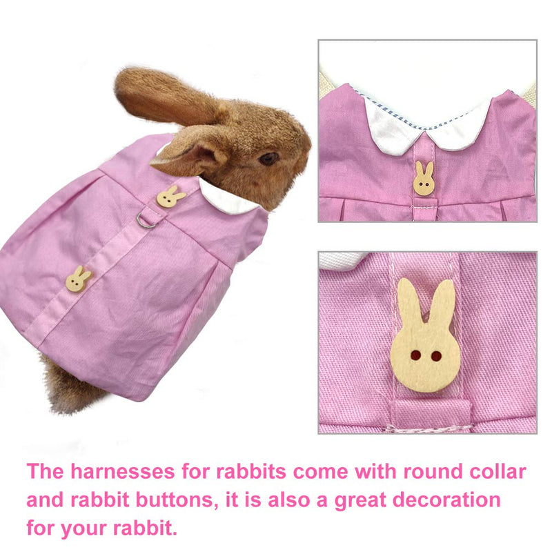 Rabbit Harness and Lead Set Cute Pink Harness Soft Cotton Anti-breakaway Harnesses for Dwarf Rabbit Medium - PawsPlanet Australia