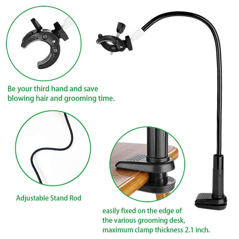 Dog Pet Grooming Table Hair Dryer Stand Holder Hands, Adjustable Flexible Third Arm Hose Tube Holder with Clamp (Black) Black - PawsPlanet Australia