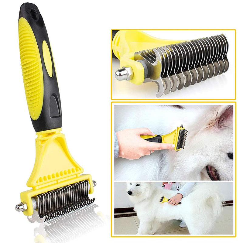 zfdg Pet Undercoat Rake, Dog Dematting Comb Tool, Pet Grooming Comb, Dog Combs for Grooming, Pet Grooming Comb Brush, for Removes Easy Knots Mats and Tangled Hair for Pet Dogs and Cats - PawsPlanet Australia