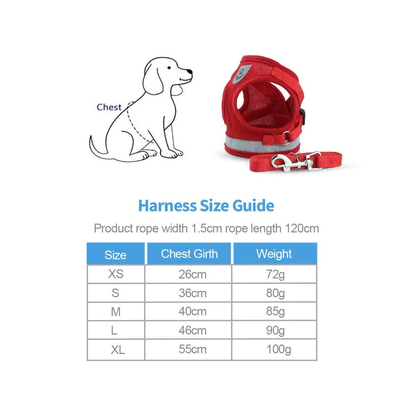 WINS Dog harness small medium dog no pull dog walking harness and lead set adjustable padded dog vest harness with leash with reflective straps M (chest girth-35-40cm) Red - PawsPlanet Australia