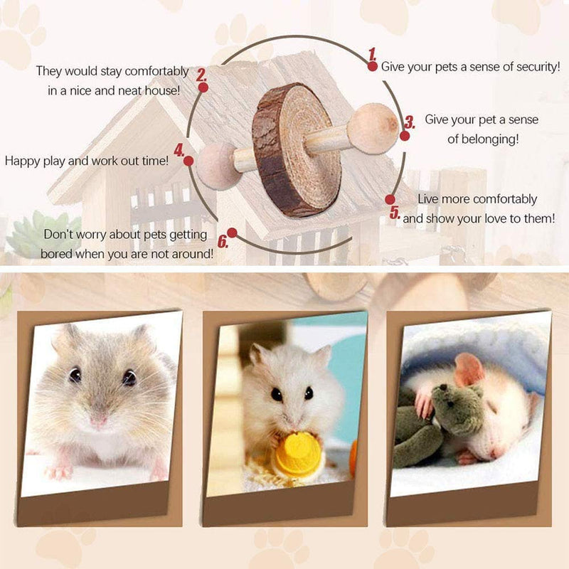 Hamster Chew Toys Set 8 Pack Natural Wooden Pet Toy Accessories Small Teeth Care Molar Toy Seesaw Dumbbells Exercise Bell Roller Swing Bucket For Guinea Pig Chinchilla Hamster Parrot Bunny - PawsPlanet Australia