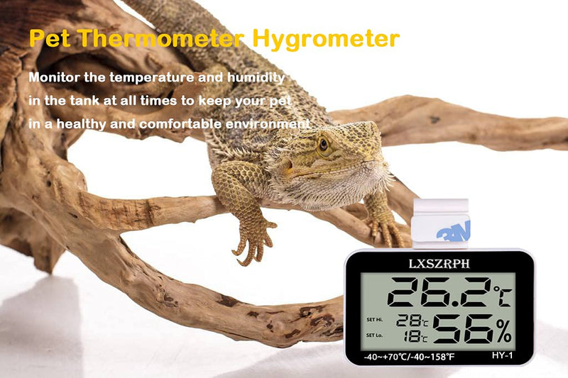 LXSZRPH Reptile Thermometer Hygrometer with High Low Temperature Alarm Digital Temperature Humidity Meter Gauge with Hook for Reptile Tanks, Terrariums, Vivariums, Black, 1 Pack (1Pack) 1Pack - PawsPlanet Australia