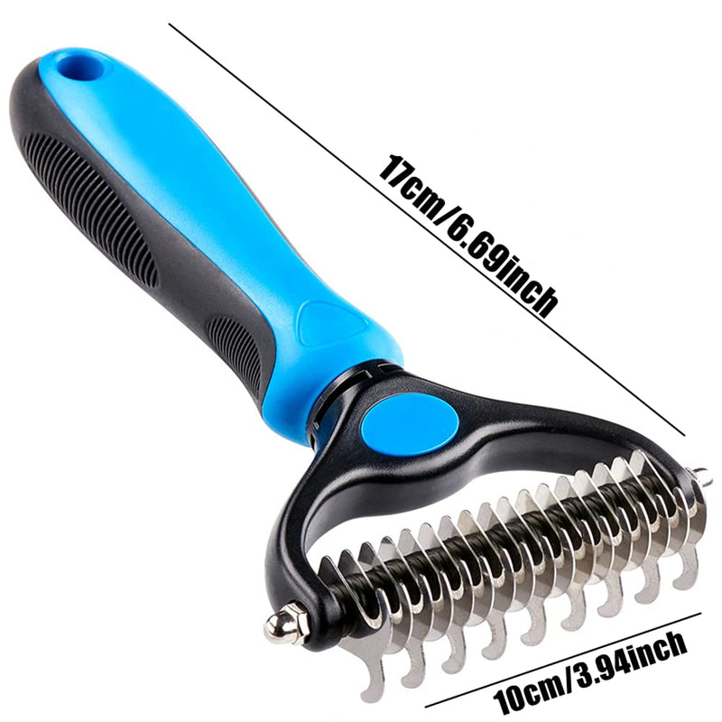 NA 2 In 1 Pet Grooming Tool Dematting Comb for Dogs & Cats 2 Sided Undercoat Rake Deshedding Tool Cat Matted Fur Remover For Long Haired Cat Dog Tangles Removing?BLue? - PawsPlanet Australia